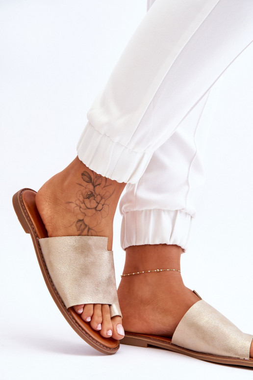 Féminin Pantoufles en cuir Chaussons Doré clair Amite