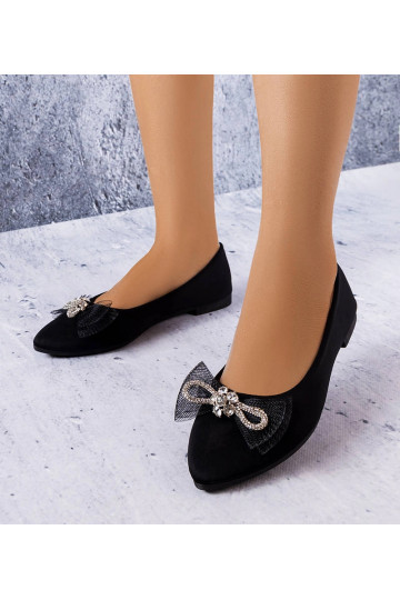 Chaussures noires avec nœud et zircons, « LaGarde »