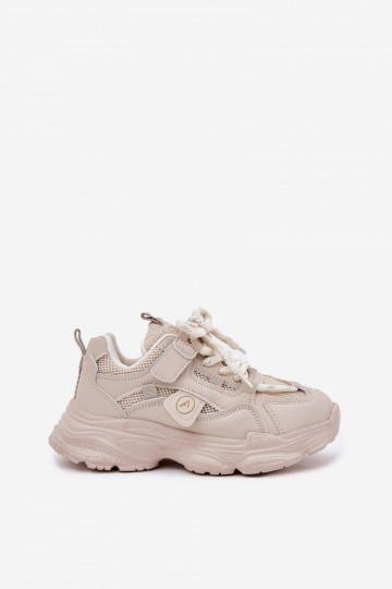 Chaussures modèle baskets Puéril avec une plateforme beige Hanomess 2