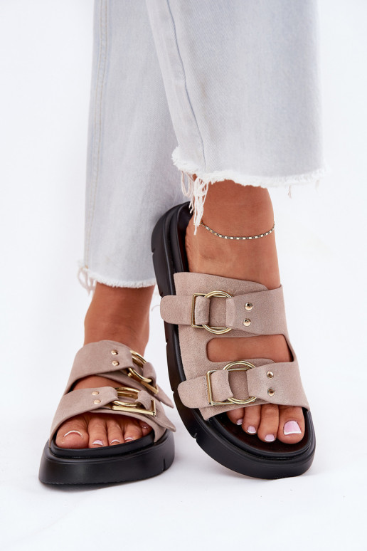 Chaussons femme en daim Avec des décorationsi avec bouclesmi Big Star RR274659 Nuance rose clair