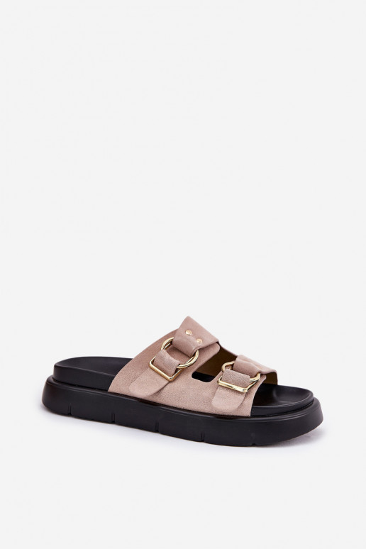 Chaussons femme en daim Avec des décorationsi avec bouclesmi Big Star RR274659 Nuance rose clair