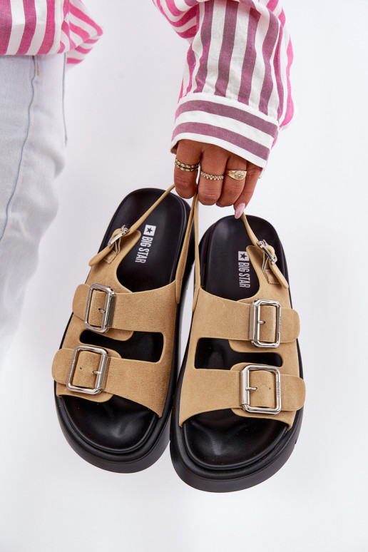 Sandales femme en daim avec boucles Big Star RR274665 beige Sandales femme en daim avec boucles Big Star RR274665 beige