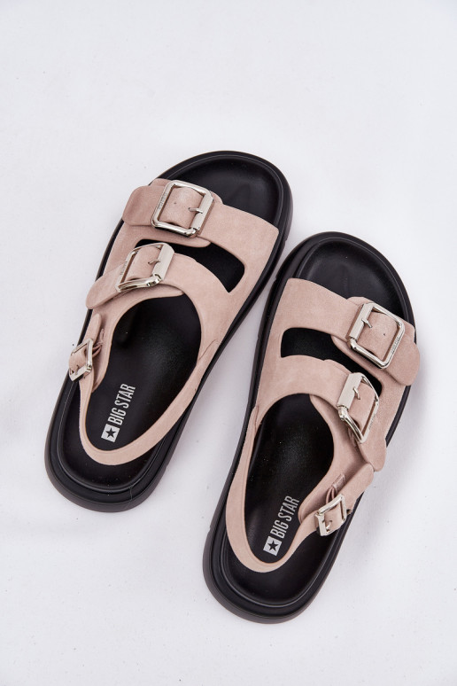 Sandales femme en daim avec boucles Big Star RR274663 Nuance rose clair