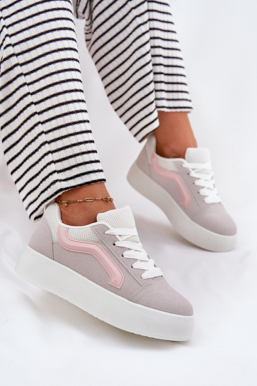 Chaussures modèle baskets Féminin avec une plateforme couleur grise Tellnira