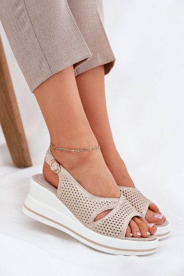 Sandales pour femmes Féminin Sur un coin S.Barski LR51-660 couleur dorée