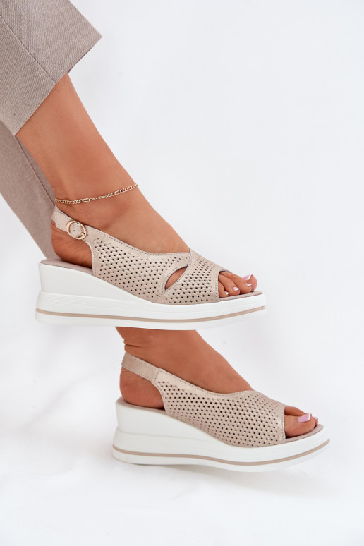 Sandales pour femmes Féminin Sur un coin S.Barski LR51-660 couleur dorée