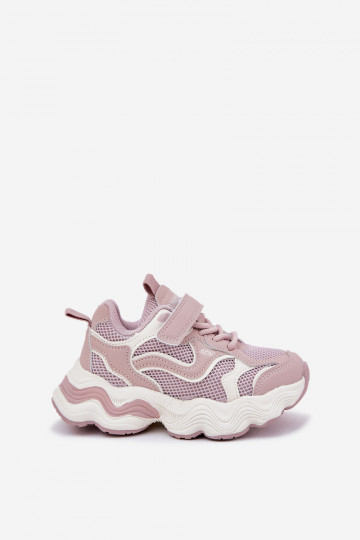 Baskets roses pour enfants de style sportif sur semelle épaisse, « Lianees » 2