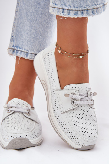 Peau chaussures Fabriqué en cuir naturel avec une plateforme Artiker 56C2101 couleur blanche 2