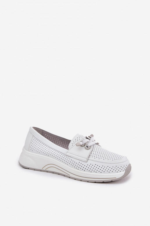 Peau chaussures Fabriqué en cuir naturel avec une plateforme Artiker 56C2101 couleur blanche