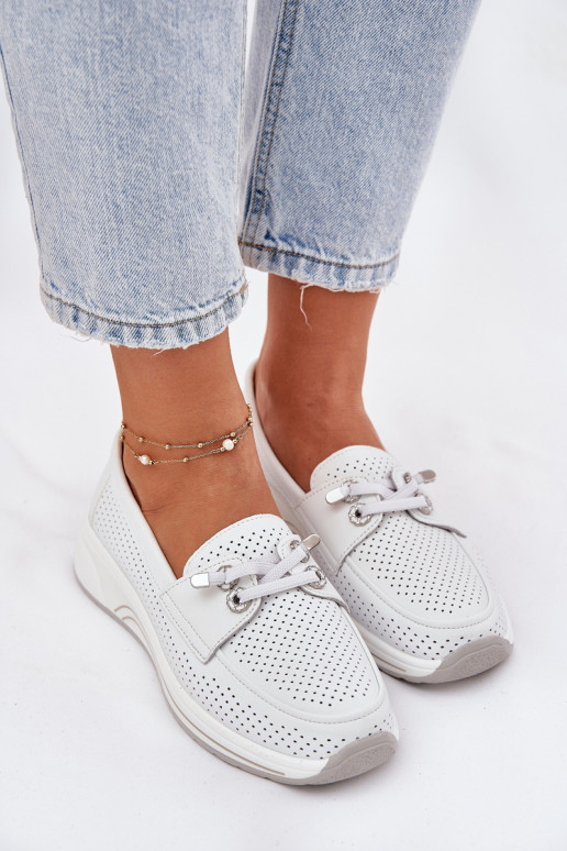 Peau chaussures Fabriqué en cuir naturel avec une plateforme Artiker 56C2101 couleur blanche