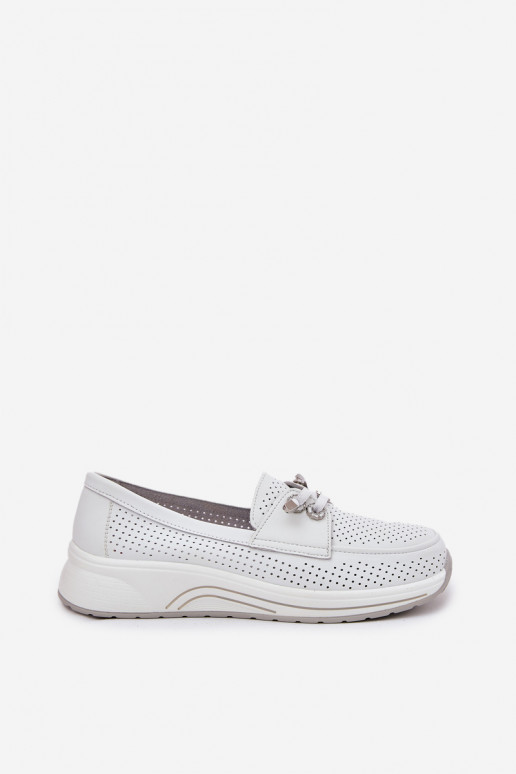 Peau chaussures Fabriqué en cuir naturel avec une plateforme Artiker 56C2101 couleur blanche