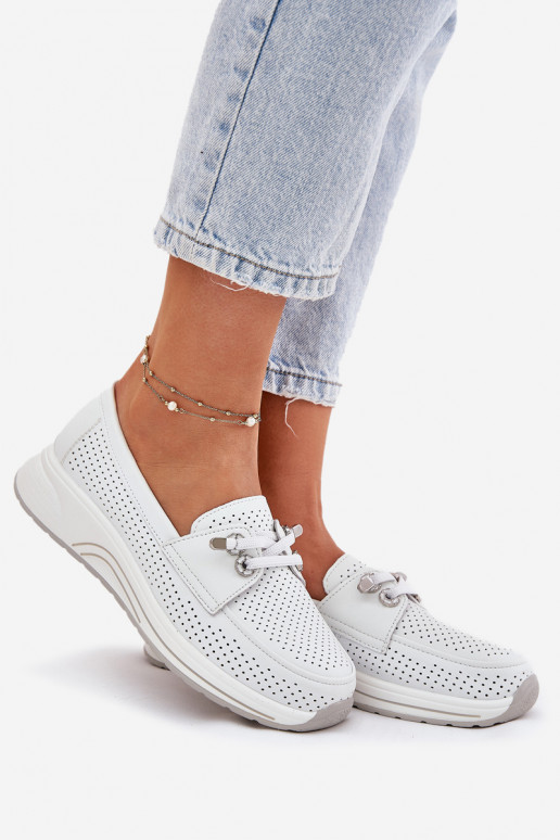 Peau chaussures Fabriqué en cuir naturel avec une plateforme Artiker 56C2101 couleur blanche