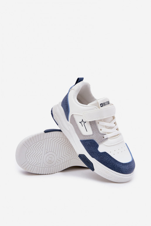 Chaussures modèle baskets Puéril Big Star RR374053 Blanc-couleur bleue  Chaussures modèle baskets Puéril Big Star RR374053 Blanc-couleur bleue