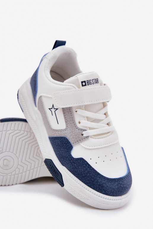 Chaussures modèle baskets Puéril Big Star RR374053 Blanc-couleur bleue  Chaussures modèle baskets Puéril Big Star RR374053 Blanc-couleur bleue