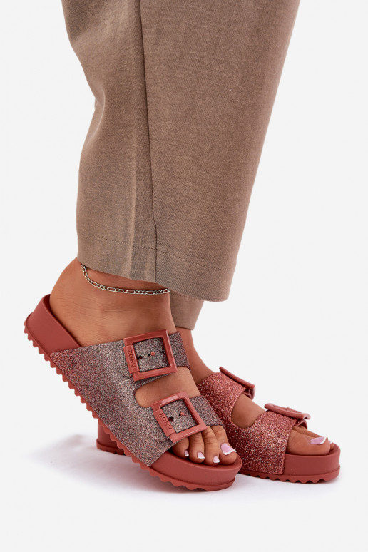 Parfumé Pantoufles pour femmes avec éclat I avec bouclesmi ZAXY RR285025 couleur rose