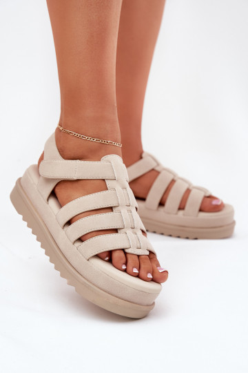Chaussures pour femmes couleur sable avec plateforme en simili daim, « Filisenia » 2