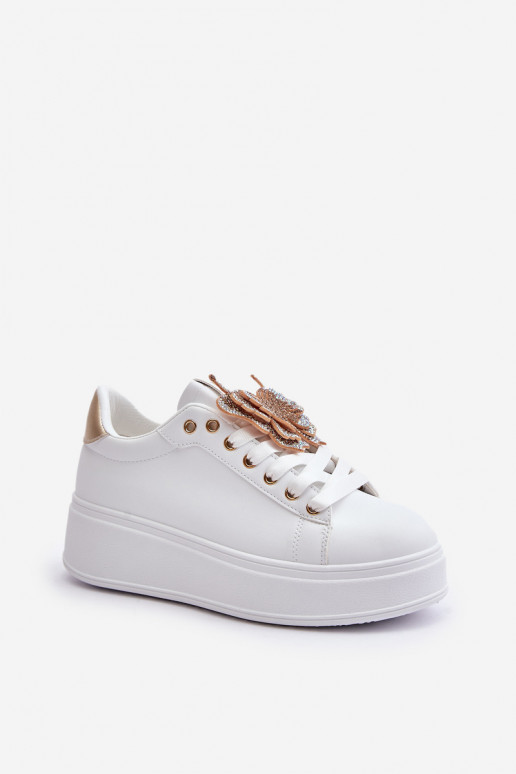 Chaussures modèle baskets Féminin avec une plateforme Z Papillonsm Blanc-couleur dorée Activéritevia