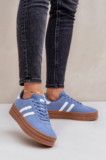 Chaussures modèle baskets Féminin avec une plateforme couleur bleue Egelia 2