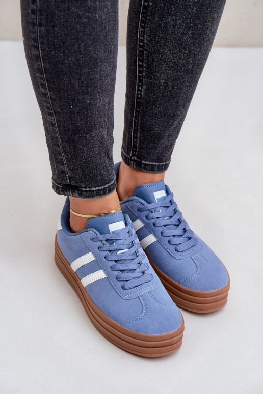 Chaussures modèle baskets Féminin avec une plateforme couleur bleue Egelia