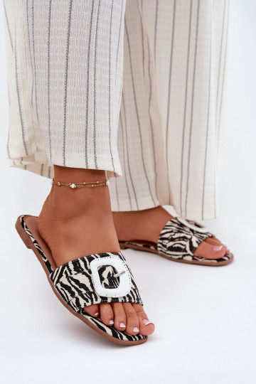 isocèle Pantoufles pour femmes décorer avec boucles Zebra Clariola