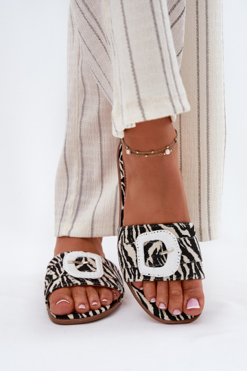 isocèle Pantoufles pour femmes décorer avec boucles Zebra Clariola 2