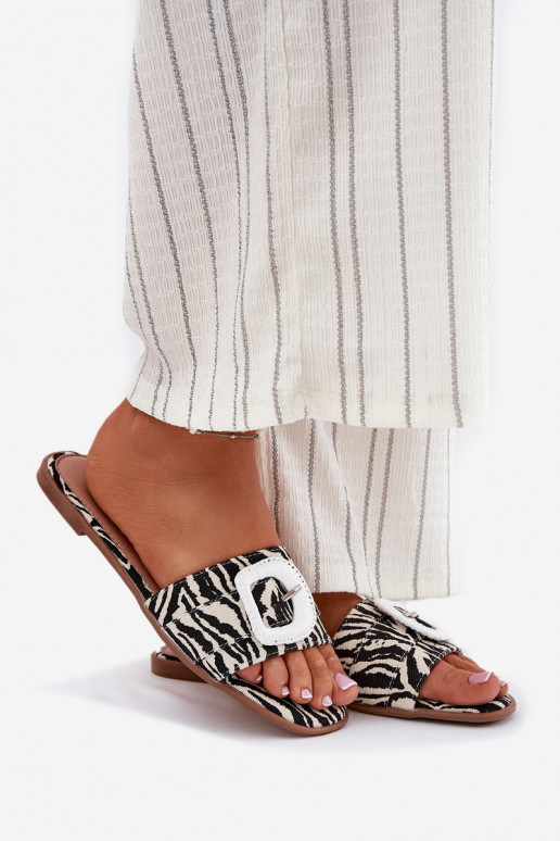 isocèle Pantoufles pour femmes décorer avec boucles Zebra Clariola