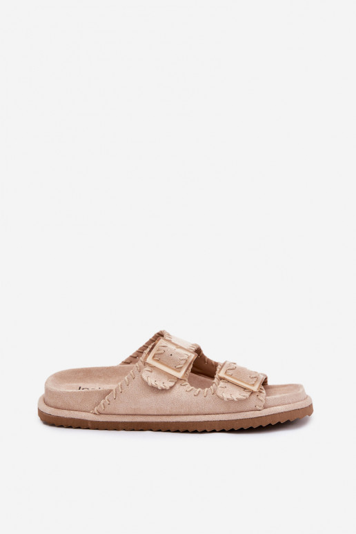 Pantoufles pour femmes avec boucles I Ozdobnym Obszyciem beige Visley