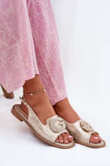 Sandales pour femmes Avec des décorations Detalem S.Barski KV51-081 couleur dorée