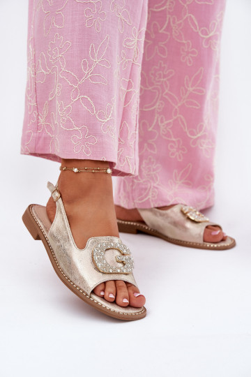 Sandales pour femmes Avec des décorations Detalem S.Barski KV51-081 couleur dorée 2