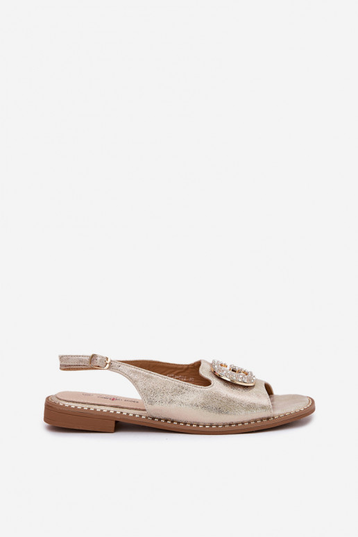 Sandales pour femmes Avec des décorations Detalem S.Barski KV51-081 couleur dorée