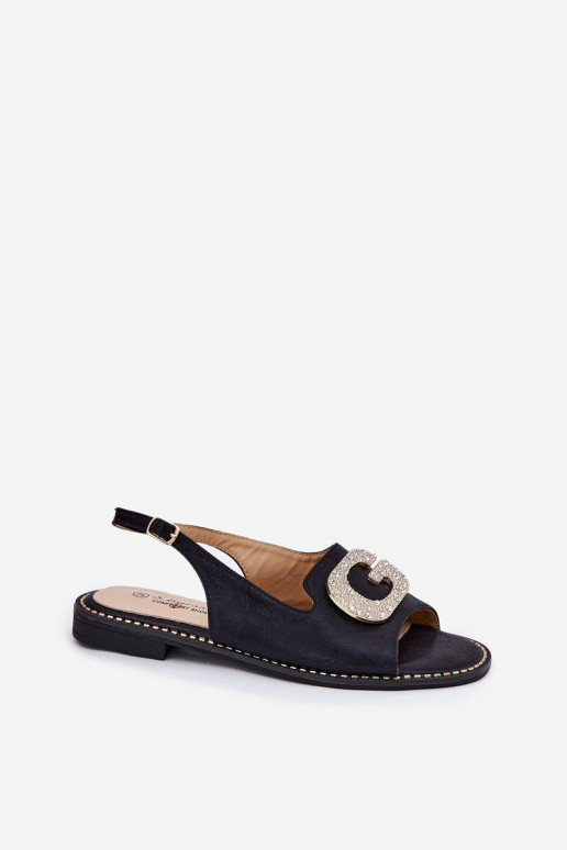 Sandales pour femmes Avec des décorations Detalem S.Barski KV51-081 couleur noire