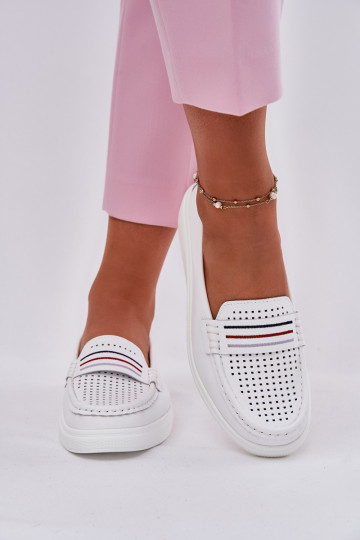 Peau mocassins pour femmes couleur blanche Dovema