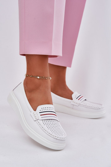 Peau mocassins pour femmes couleur blanche Dovema 2