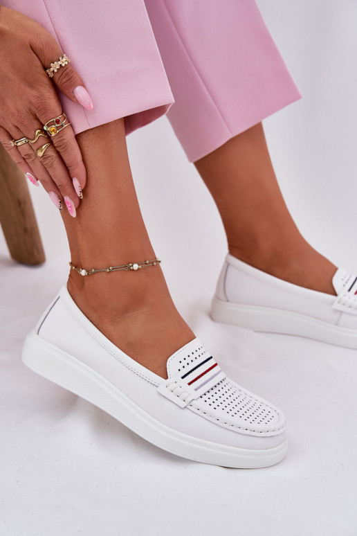 Peau mocassins pour femmes couleur blanche Dovema