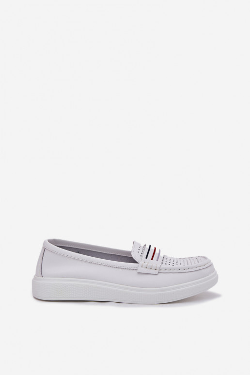 Peau mocassins pour femmes couleur blanche Dovema