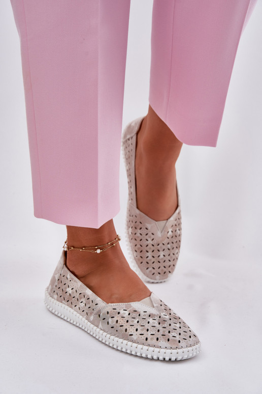 Daim ajouré chaussures Féminin or-couleur grise Chulieta