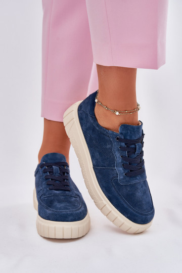 en daim Chaussures modèle baskets Féminin avec une plateforme bleu foncé RilÀena 2