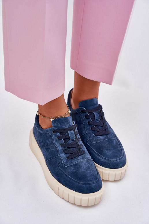 en daim Chaussures modèle baskets Féminin avec une plateforme bleu foncé RilÀena
