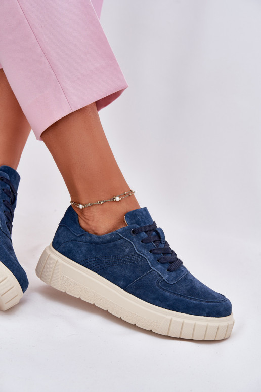 en daim Chaussures modèle baskets Féminin avec une plateforme bleu foncé RilÀena