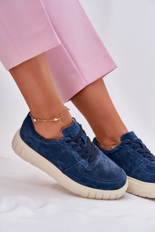 en daim Chaussures modèle baskets Féminin avec une plateforme bleu foncé RilÀena