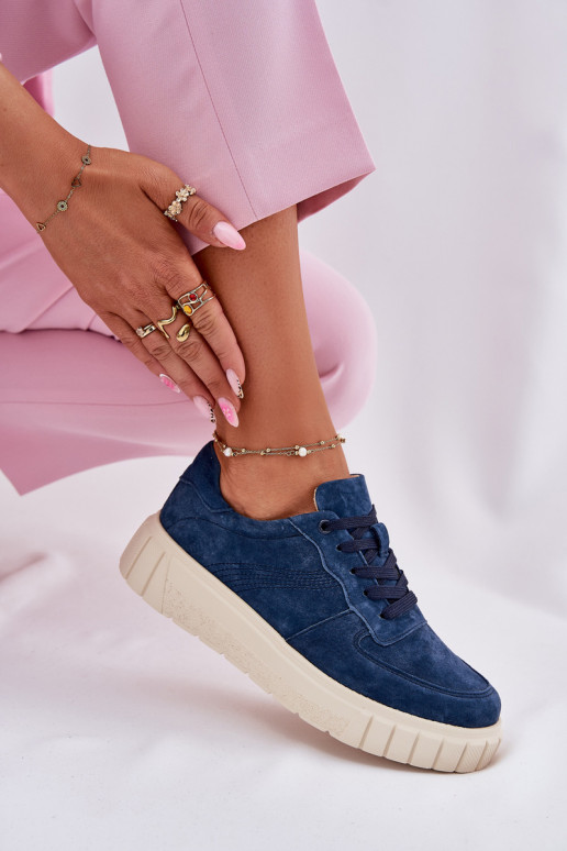 en daim Chaussures modèle baskets Féminin avec une plateforme bleu foncé RilÀena
