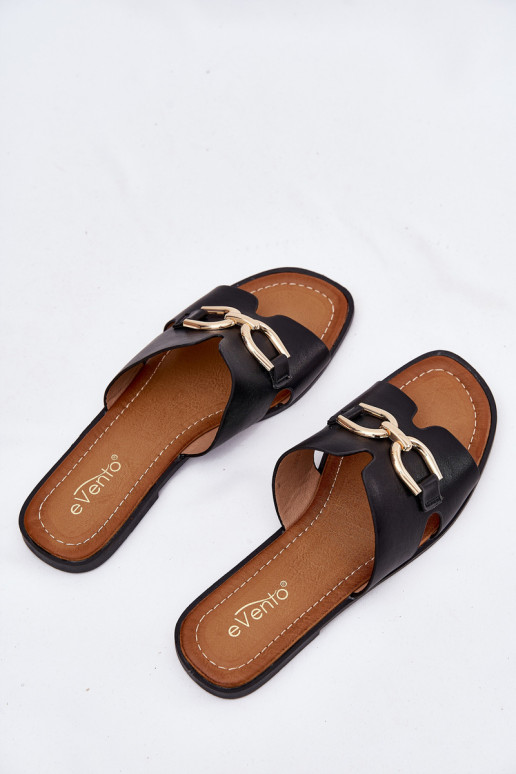 Chaussons Appartement pour femmes Avec des décorations Detalem couleur noire Amiresna