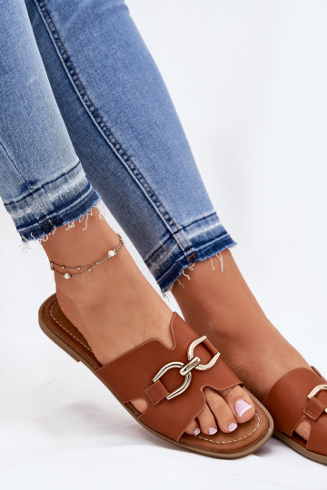 Chaussons Appartement pour femmes Avec des décorations Detalem marron Amiresna