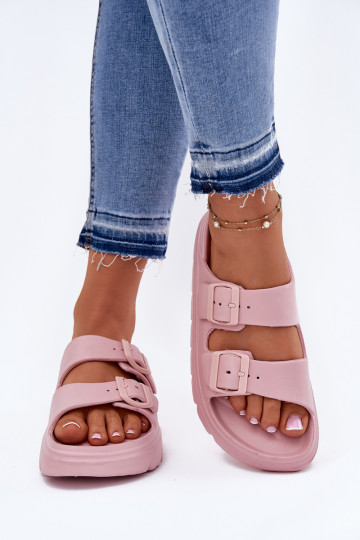 Chaussons femme avec mousse avec une plateforme couleur rose Melorea 2