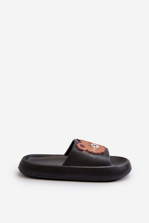 Puéril Pantoufles légères Avec l ours couleur noire Lindeheta