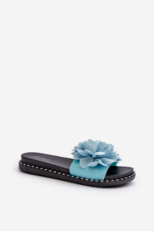 Pantoufles pour femmes Ozdobione avec des motifs florauxami couleur bleue Cellanen