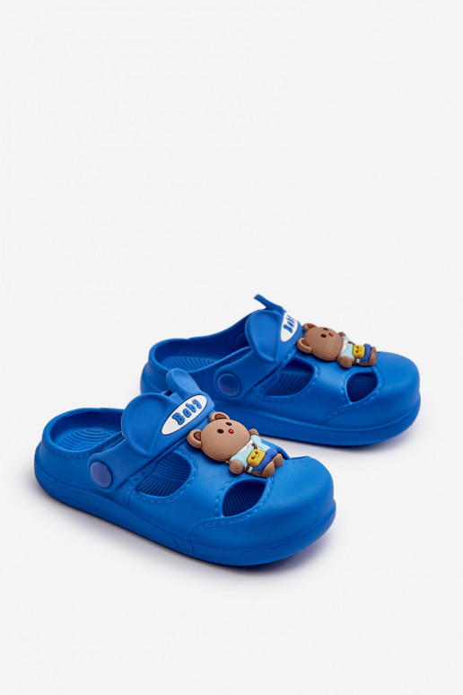 Chaussons Puéril Pantoufles légères avec des ornements couleur bleue Opleja