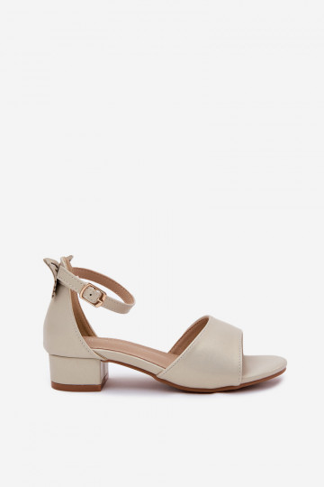 avec éclat des sandales Puéril Sur un talon bas couleur dorée Ainare 2