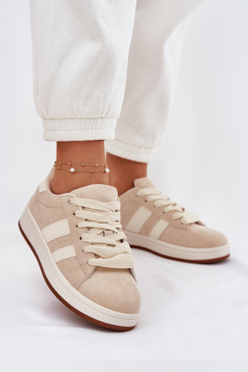 Chaussures modèle baskets Féminin Z en daim écologiqueu beige Arlenina 2