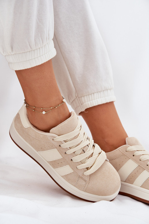 Chaussures modèle baskets Féminin Z en daim écologiqueu beige Arlenina